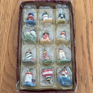 Miniature Lighthouse Ornament Set vintage